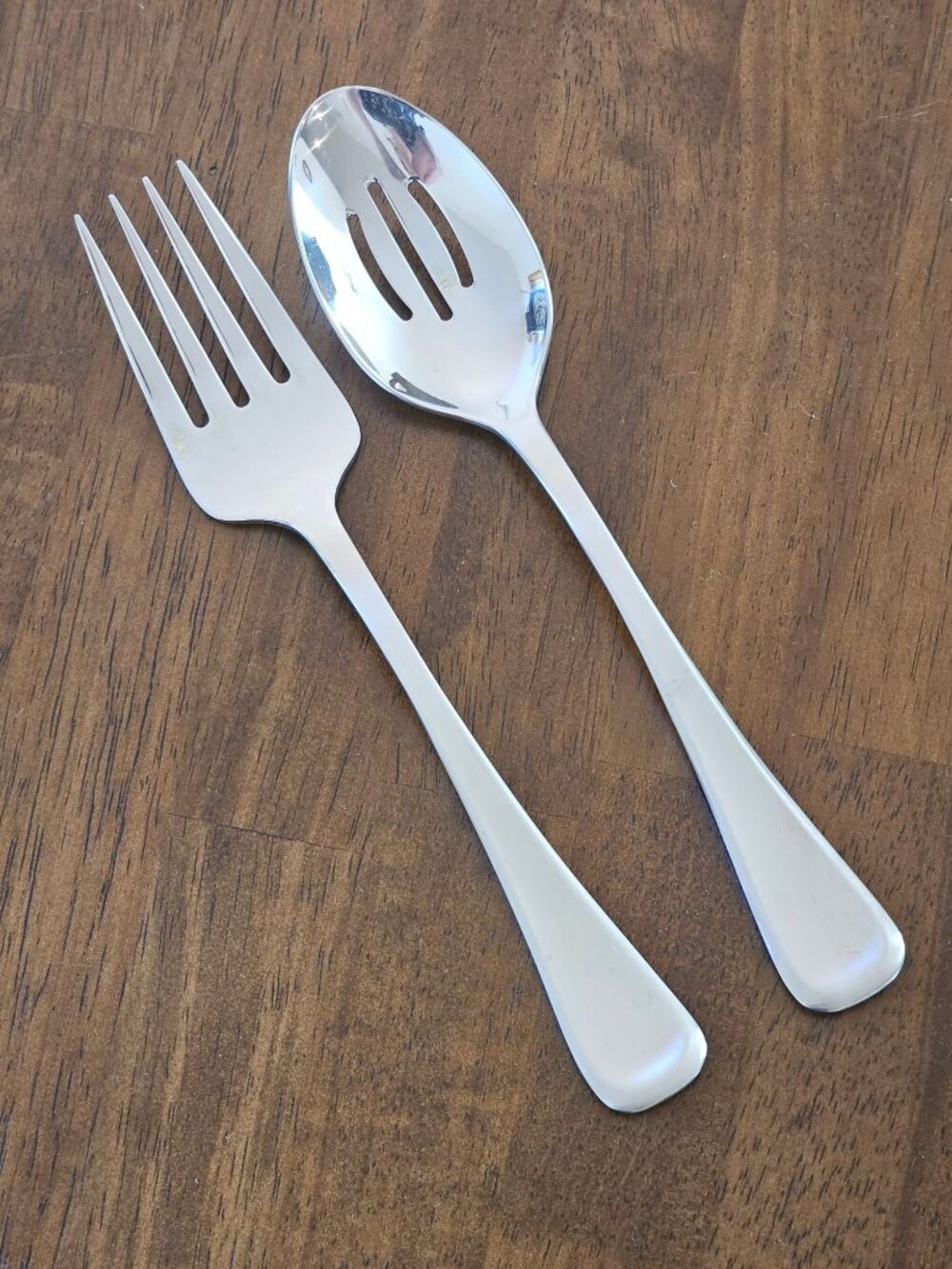 Mikasa Cosmo Satin Serving Set 9" Stainless Steel Fork Slotted Spoon frosted han